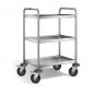 Preview: Edelstahl Servierwagen, 3 Borde, Ladefl. 600x400mm, Tragkr. 120kg, SW 6x4-3