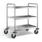 Preview: Edelstahl Servierwagen, 3 Etagen, Ladefl. 800x500mm, Tragkr. 120kg, SW 8x5-3