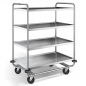 Preview: Edelstahl Servierwagen, 4 Borde, SW 10x6-4, LxBxH 1100x700x1350 mm
