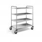 Preview: Edelstahl Servierwagen, 4 Borde, Ladefläche 1000x600 mm, Tragkraft 120 kg, SW 10x6-4B