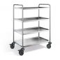Preview: Edelstahl Servierwagen, 4 Borde, SW 9x6-4-2