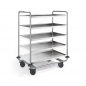 Preview: Edelstahl Servierwagen, 5 Borde 1000 x 600 mm, 200 kg Tragkraft, SW 10x6-5