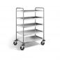 Preview: Edelstahl Servierwagen, 5 Borde, Ladefl. 800x500mm, Tragkr. 120kg, SW 8x5-5