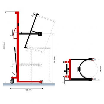 Preview: Fasskipper / Fasswender mit 350 kg Tragkraft - Zeichnung
