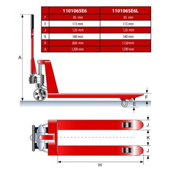 Preview: Gabelhubwagen für schmale Sonderpaletten 1101065E6