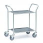 Preview: Edelstahl-Servierwagen, 2 Etagen, abnehmbare Tabletts, 610x430 mm Ladeflächen