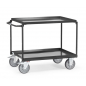 Preview: Tischwagen in Anthrazitgrau (RAL 7016) mit 2 Böden aus Blechwannen, Griff waagerecht, 400 kg