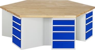Gruppenwerkbank 498, B2700xT2340xH890mm, 6x4Schubladen-TA