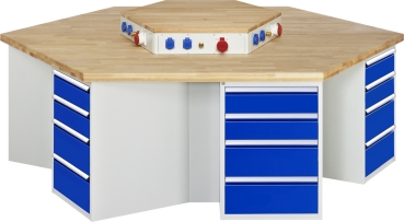 Gruppenwerkbank 498-EA, B2700xT2340xH890mm, 6x4Schubladen-TA