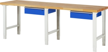 Werkbank höhenverstellbar 7001A1, B2500xT700xH790-1140mm, 2xSchublade-TA