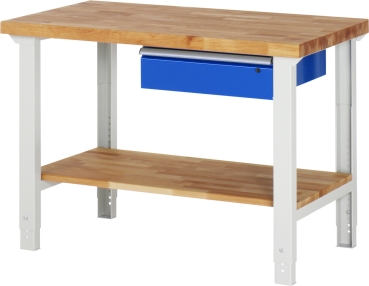 Werkbank höhenverstellbar 7001A7, B1250xT700xH790-1140mm, 1xSchublade-TA