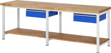 Werkbank höhenverstellbar 8001A7, B2500xT700xH840-1040mm, 2xSchublade-TA