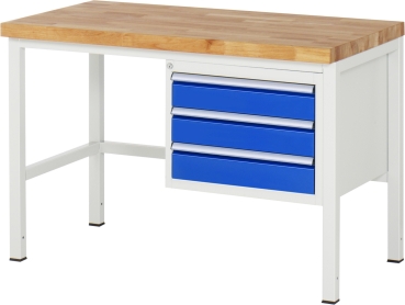 Werkbank höhenverstellbar 8127A1, B1250xT700xH840-1040mm, 3xSchublade-TA
