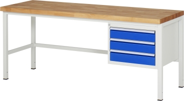 Werkbank höhenverstellbar 8127A1, B2000xT700xH840-1040mm, 3xSchublade-TA