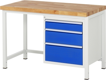 Werkbank höhenverstellbar 8159A1, B1250xT700xH840-1040mm, 3xSchublade-TA