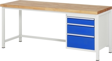 Werkbank höhenverstellbar 8159A1, B2000xT700xH840-1040mm, 3xSchublade-TA