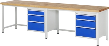 Werkbank höhenverstellbar 8159A1, B3000xT700xH840-1040mm, 6xSchublade-TA