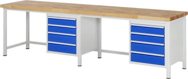 Werkbank höhenverstellbar 8162A1, B3000xT700xH840-1040mm, 8xSchublade-TA