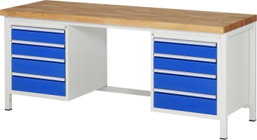 Werkbank höhenverstellbar 8181A1, B2000xT700xH840-1040mm, 8xSchublade-TA