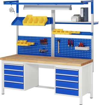 Werkbank höhenverstellbar 8183A1, B2000xT700xH840-1040mm, 9xSchublade-TA