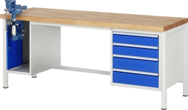 Werkbank höhenverstellbar 8185A1, B2000xT700xH840-1040mm, 4xSchublade-TA, SSKL