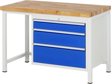 Werkbank höhenverstellbar 8259A1, B1250xT700xH840-1040mm, 3xSchublade-TA