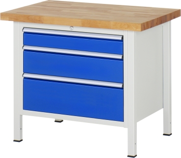 Werkbank höhenverstellbar 8259A2, B1000xT700xH840-1040mm, 3xSchublade-TA