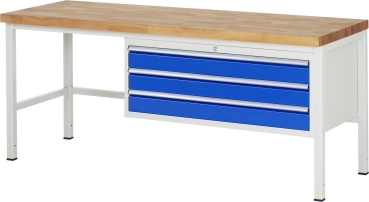Werkbank höhenverstellbar 8327A1, B2000xT700xH840-1040mm, 3xSchublade-TA