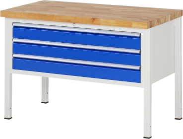 Werkbank höhenverstellbar 8327A2, B1250xT700xH840-1040mm, 3xSchublade-TA