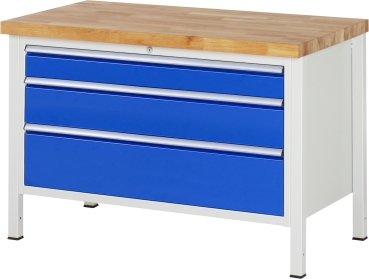 Werkbank höhenverstellbar 8359A2, B1250xT700xH840-1040mm, 3xSchublade-TA