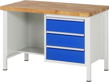 Werkbank höhenverstellbar 8452A2, B1250xT700xH840-1040mm, 3xSchublade-TA