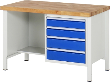 Werkbank höhenverstellbar 8453A2, B1250xT700xH840-1040mm, 4xSchublade-TA