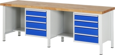 Werkbank höhenverstellbar 8453A2, B2500xT700xH840-1040mm, 8xSchublade-TA