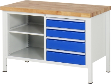 Werkbank höhenverstellbar 8463A2, B1250xT700xH840-1040mm, 4xSchublade-TA