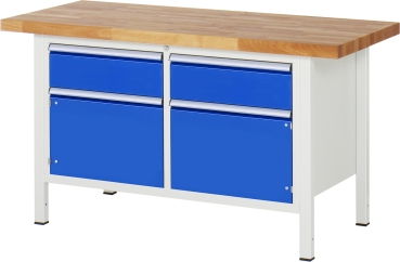Werkbank höhenverstellbar 8466A2, B1500xT700xH840-1040mm, 2xSchublade-TA, 2xTüren