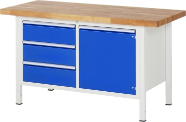 Werkbank höhenverstellbar 8468A2, B1500xT700xH840-1040mm, 3xSchublade-TA, 1xTür