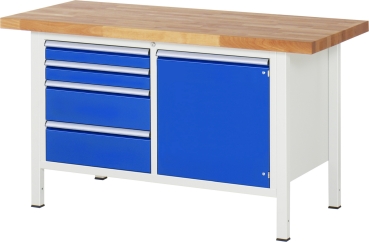 Werkbank höhenverstellbar 8470A2, B1500xT700xH840-1040mm, 4xSchublade-TA, 1xTür