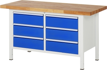 Werkbank höhenverstellbar 8473A2, B1500xT700xH840-1040mm, 6xSchublade-TA