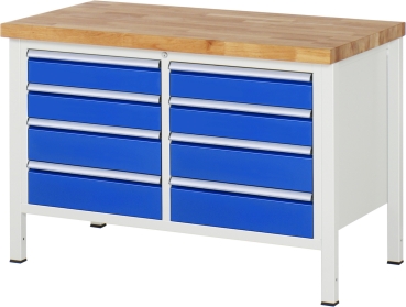 Werkbank höhenverstellbar 8477A2, B1250xT700xH840-1040mm, 8xSchublade-TA