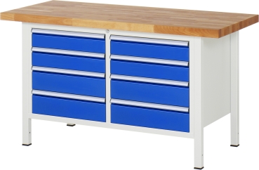 Werkbank höhenverstellbar 8477A2, B1500xT700xH840-1040mm, 8xSchublade-TA