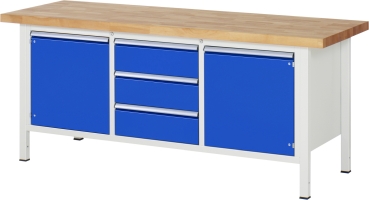 Werkbank höhenverstellbar 8569A2, B2000xT700xH840-1040mm, 3xSchublade-TA, 2xTür