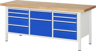 Werkbank höhenverstellbar 8575A2, B2000xT700xH840-1040mm, 10xSchublade-TA