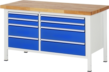 Werkbank höhenverstellbar 8654A2, B1500xT700xH840-1040mm, 8xSchublade-TA