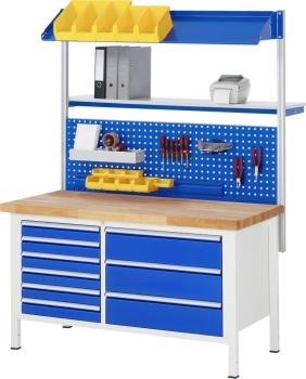 Werkbank höhenverstellbar 8654A2, B1500xT700xH840-1040mm, 8xSchublade-TA