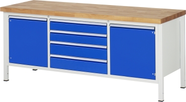 Werkbank höhenverstellbar 8752A2, B2000xT700xH840-1040mm, 4xSchublade-TA, 2xTür
