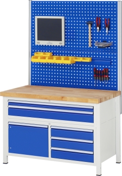 Werkbank höhenverstellbar 8921A2, B1250xT700xH840-1040mm, 7xSchublade-TA