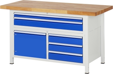 Werkbank höhenverstellbar 8922A2, B1500xT700xH840-1040mm, 5xSchublade-TA, 1xTür