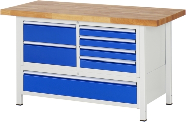 Werkbank höhenverstellbar 8931A2, B1500xT700xH840-1040mm, 7xSchublade-TA