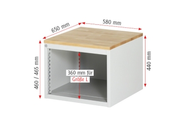 Preview: Schubladenschrank L2.0, B580xT650xH465mm, B-Top-25mm, 2xSchublade-TA