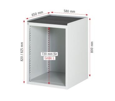 Preview: Schubladenschrank L5.3, B580xT650xH825mm, B-Top-25mm, 4xSchublade-TA